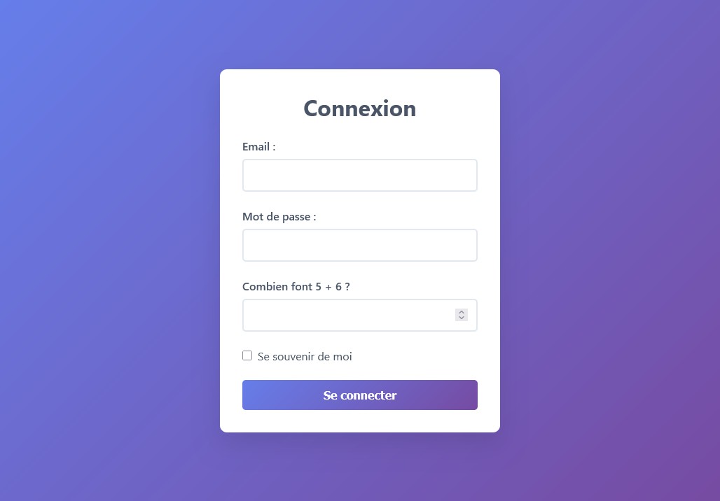 Formulaire de connexion PHP
